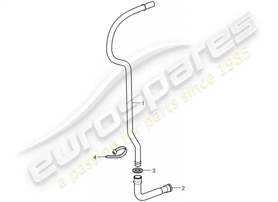porsche 2005 (987 boxster) tubo de drenaje de agua diagrama de piezas