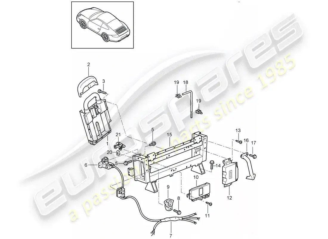 porsche 2005 (997-1) barra antivuelco diagrama de piezas