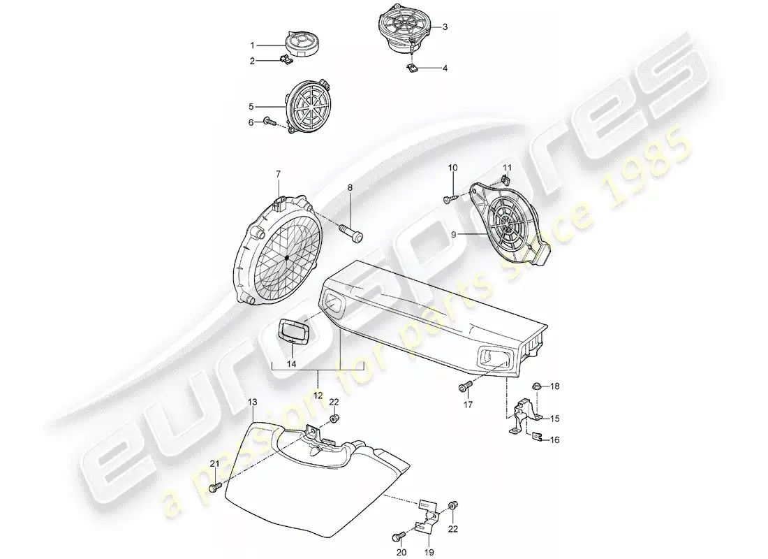porsche 2005 (997-1) altoparlante diagrama de piezas