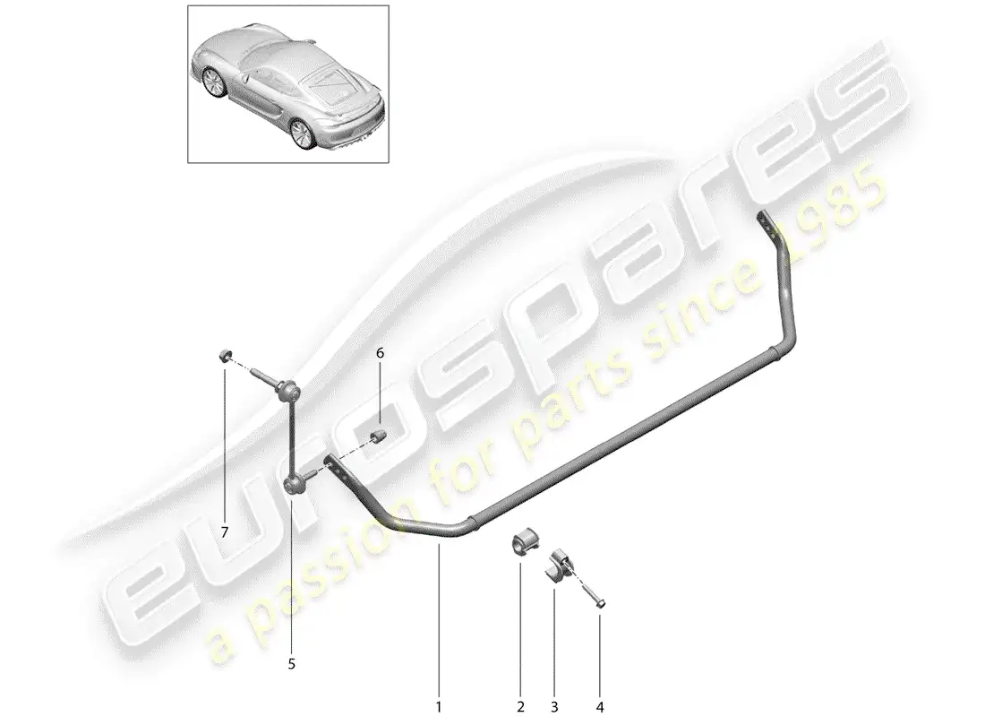 porsche 2016 (981 cayman gt4) diagrama de piezas del estabilizador