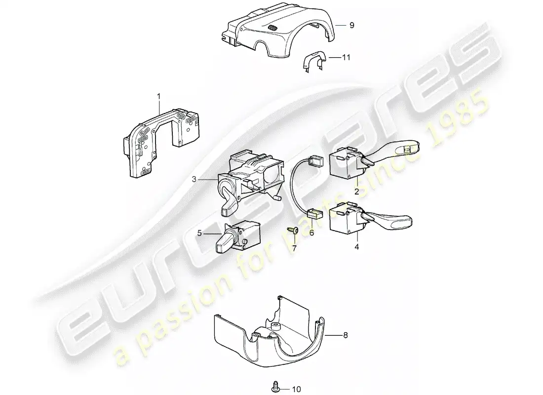 porsche 2005 (987 boxster) interruptor de la columna de dirección diagrama de piezas