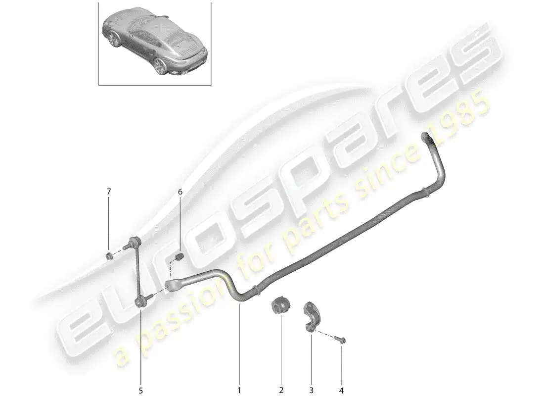 porsche 2017 (991-2 turbo) estabilizador diagrama de piezas