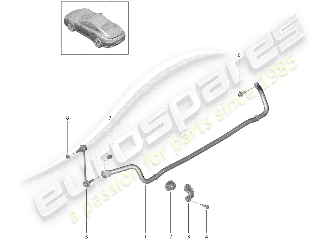 porsche 2017 (991-2 turbo) estabilizador diagrama de piezas