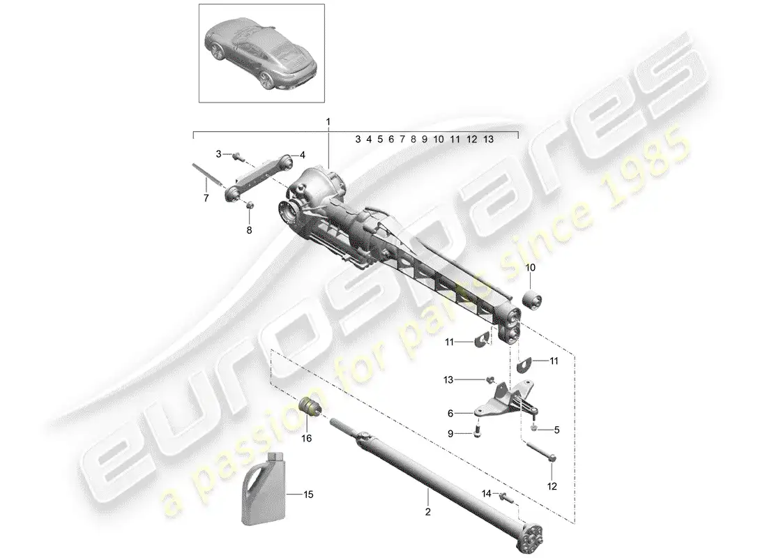 porsche 2017 (991-2 turbo) diferencial del eje delantero diagrama de piezas