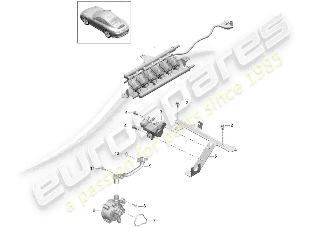 porsche 2020 (991-2) sistema de vacío diagrama de piezas