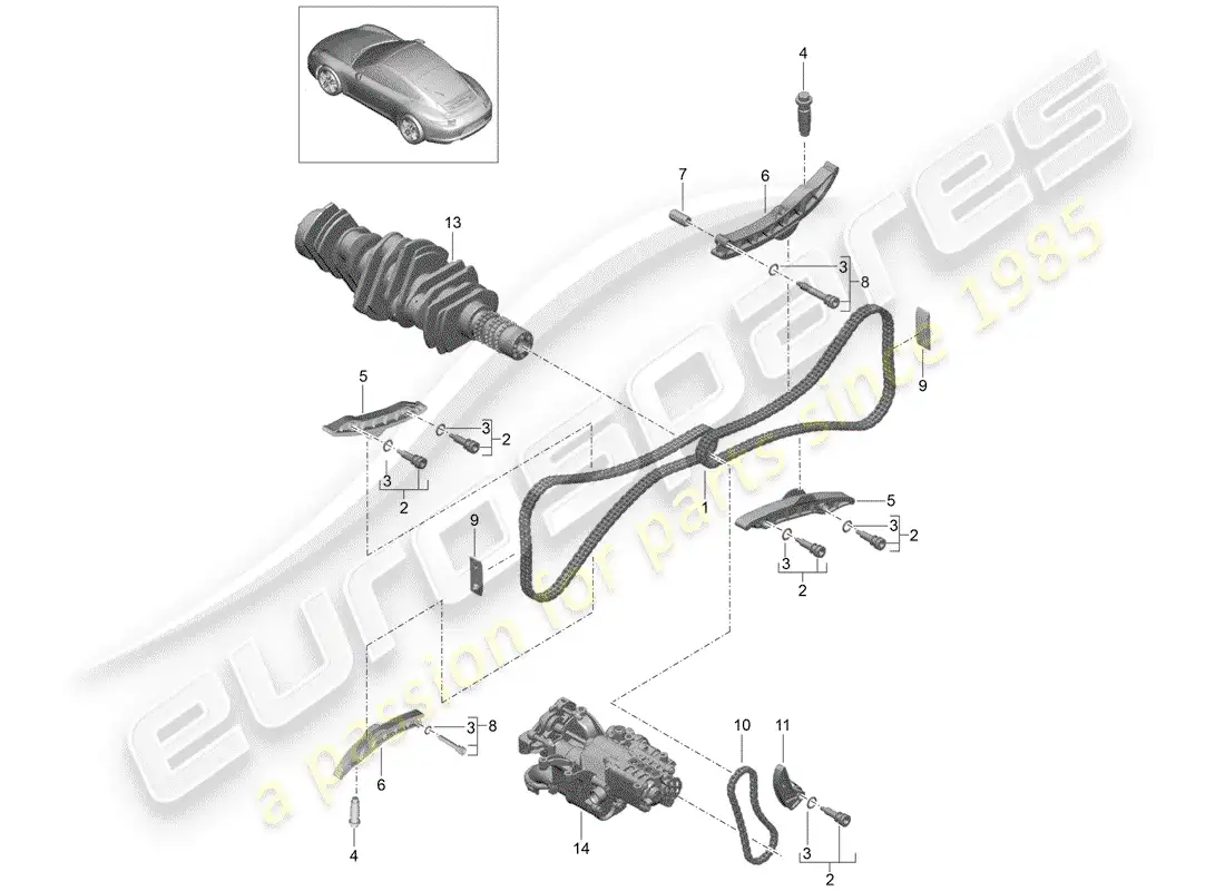 porsche 2014 (991-1) control de válvula diagrama de piezas