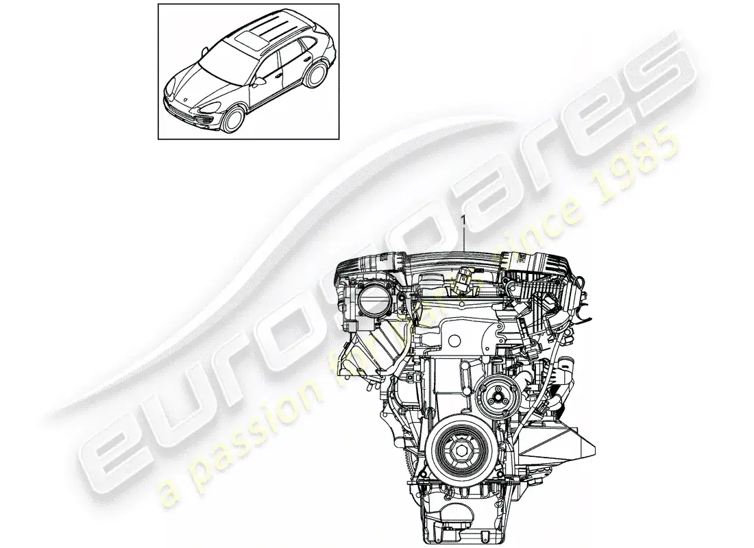 porsche 2014 (cayenne e2 92a) motor de repuesto diagrama de piezas