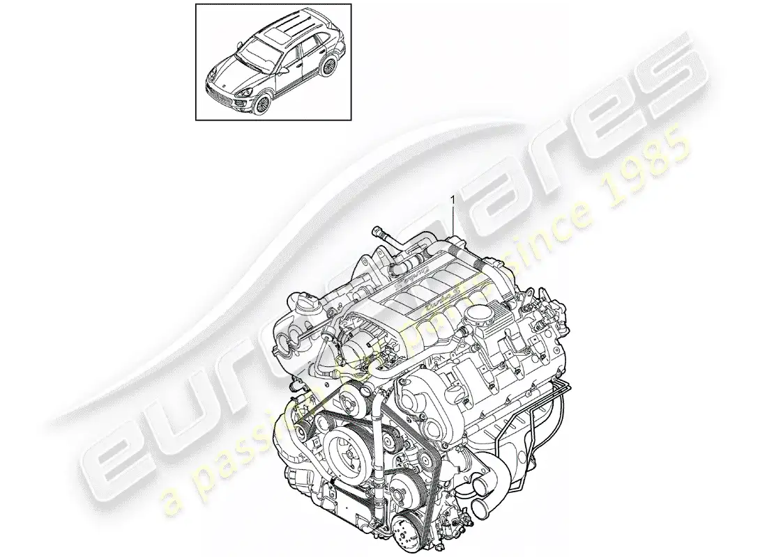 porsche 2014 (cayenne e2 92a) motor de repuesto diagrama de piezas