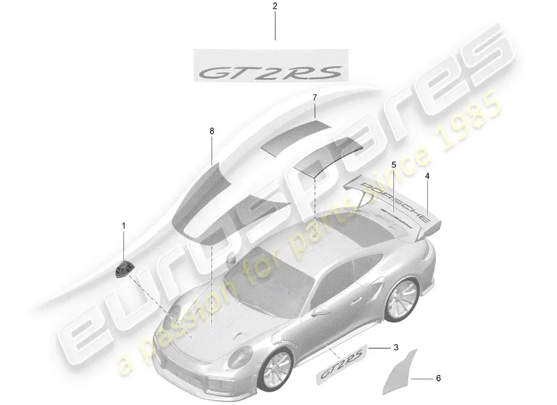 porsche 2015 (991-1 turbo) placas de identificación diagrama de piezas