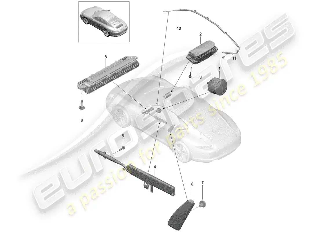 porsche 2017 (991-2) bolsa de aire diagrama de piezas