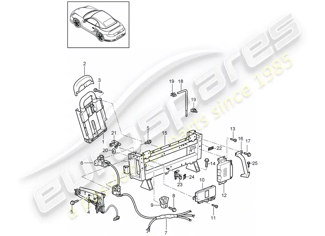 porsche 2012 (997-2 turbo / gt2 rs) barra antivuelco diagrama de piezas