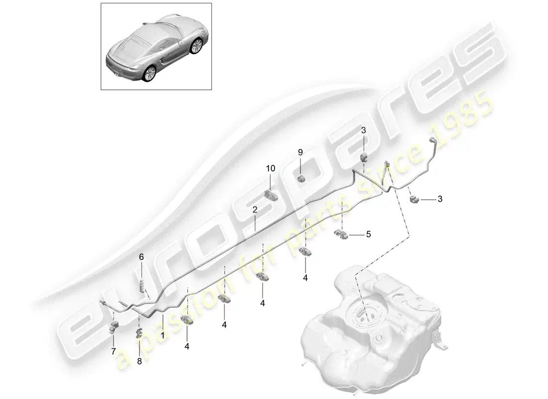 porsche 2014 (981 cayman) fuel system diagrama de piezas
