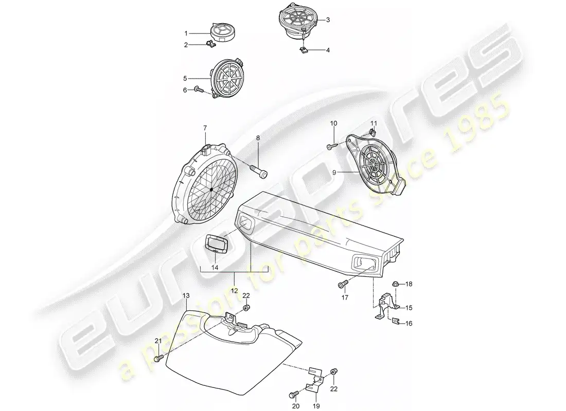 porsche 2012 (997-2 turbo / gt2 rs) altoparlante diagrama de piezas