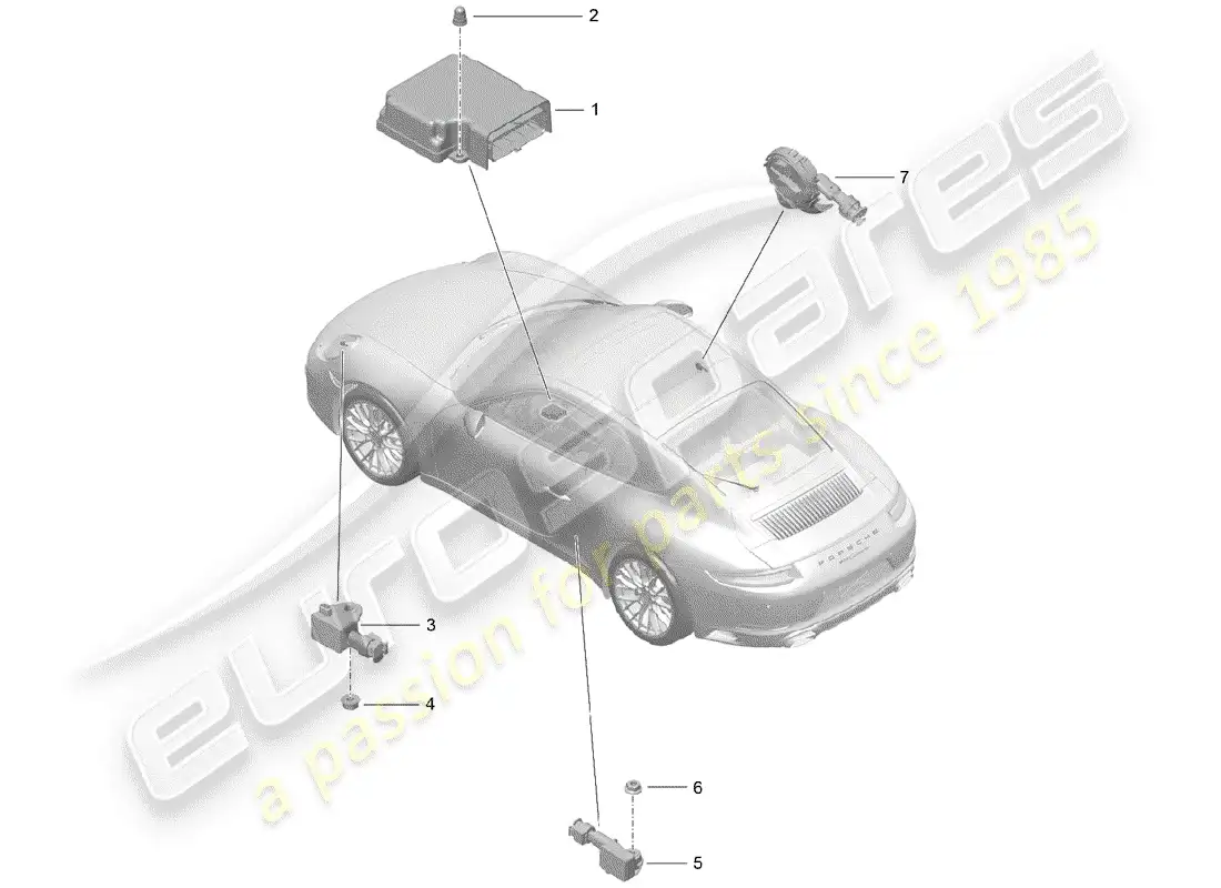 porsche 2019 (991-2) módulo de control electrónico diagrama de piezas