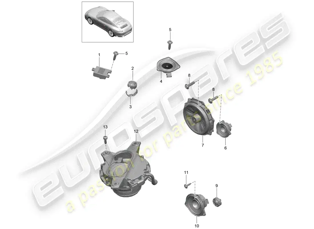 porsche 2019 (991-2) altoparlante diagrama de piezas