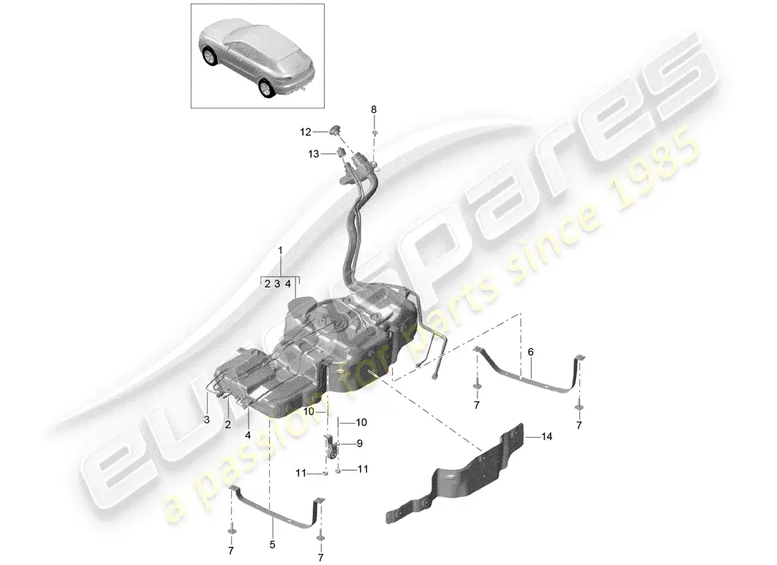 porsche 2017 (macan) fuel tank with diagrama de piezas