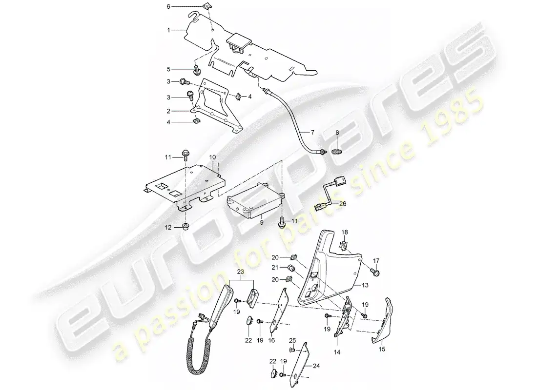porsche 2006 (987 boxster) teléfono diagrama de piezas