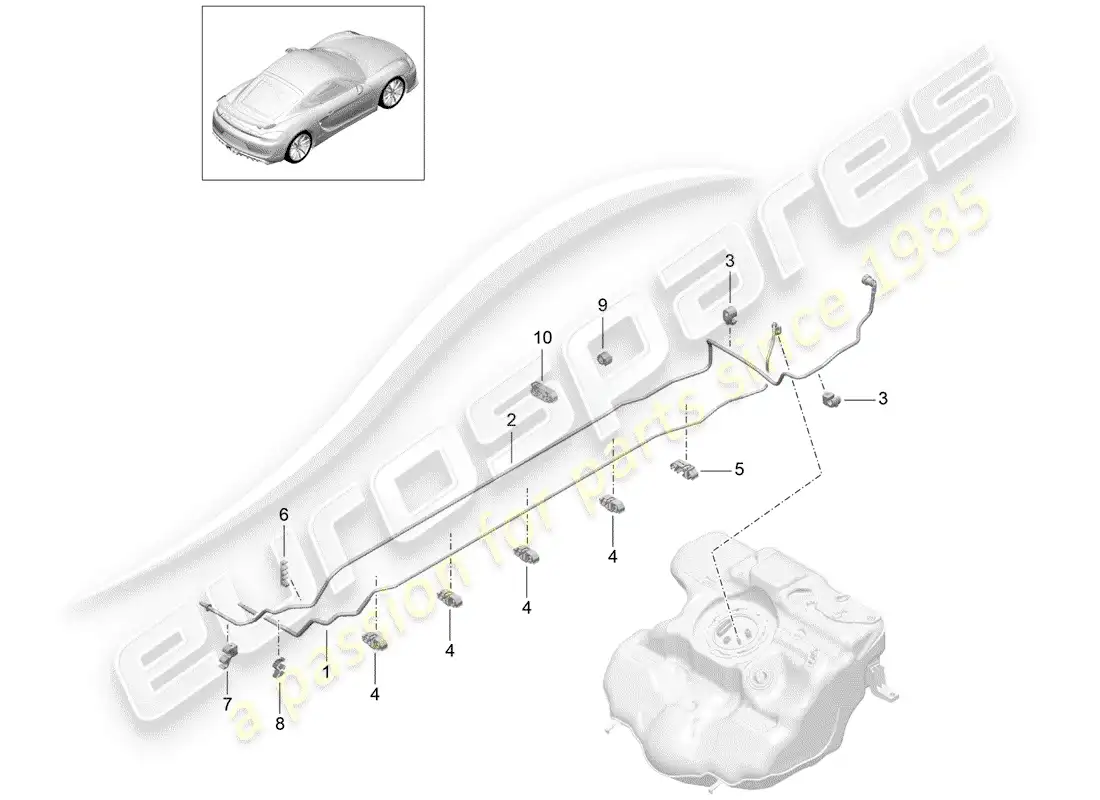 porsche 2016 (981 cayman gt4) fuel system diagrama de piezas