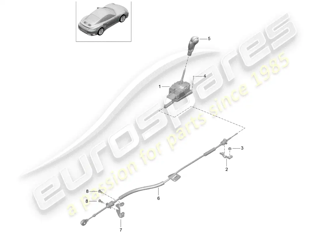 porsche 2015 (991-1 turbo) palanca selectora diagrama de piezas