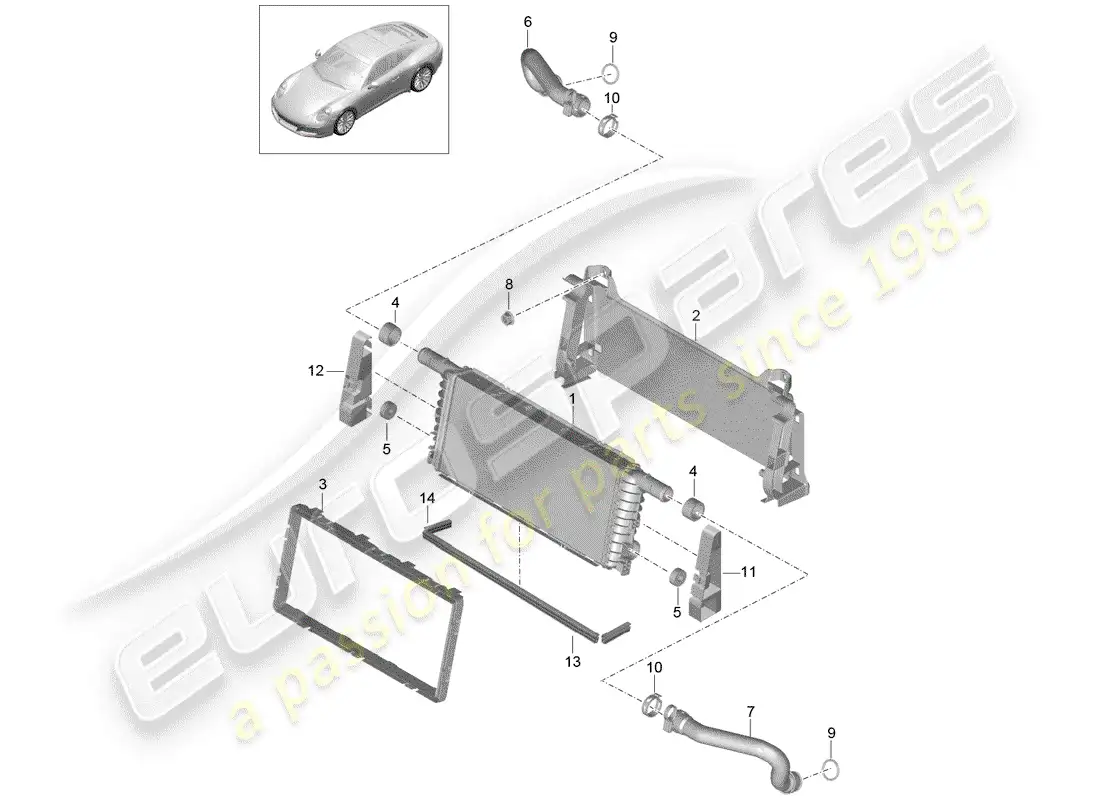 porsche 2019 (991-2) radiador diagrama de piezas