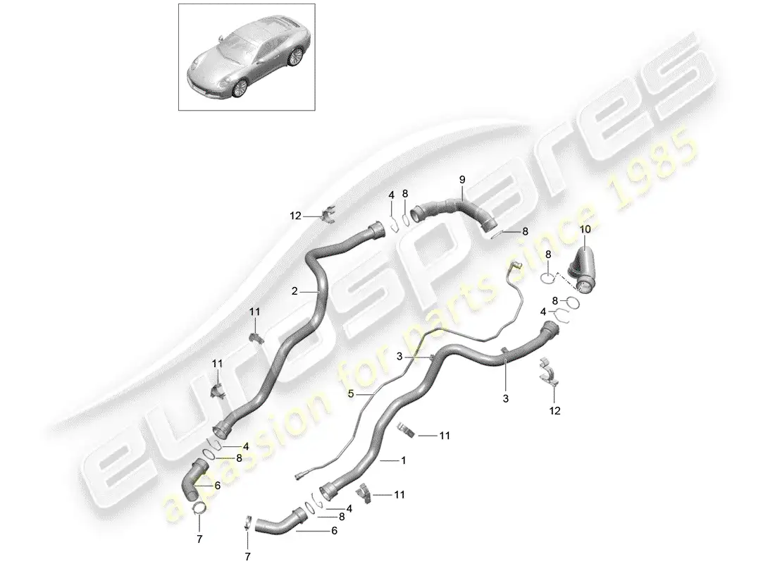 porsche 2019 (991-2) water cooling diagrama de piezas