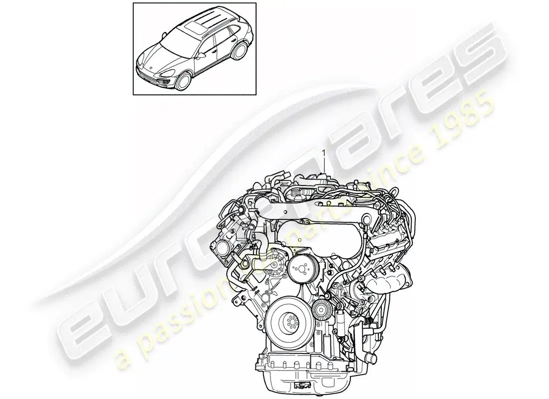 porsche 2016 (cayenne e2 92a) motor de repuesto diagrama de piezas