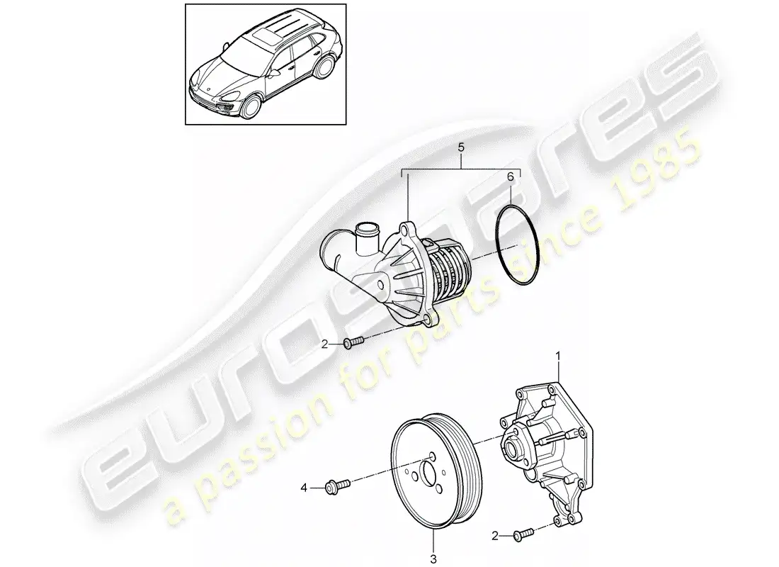 porsche 2013 (cayenne e2 92a) diagrama de piezas de la bomba de agua