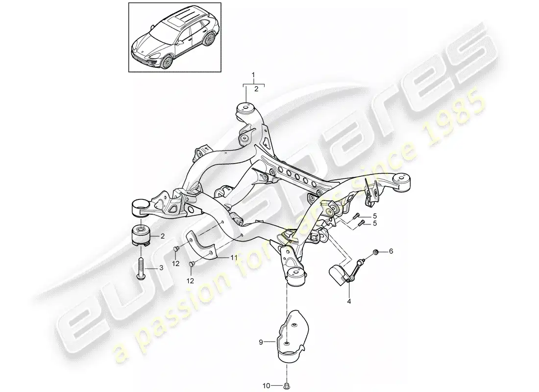 porsche 2013 (cayenne e2 92a) diagrama de piezas del eje trasero