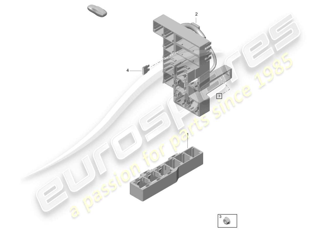porsche 2021 (718 cayman gt4) diagrama de piezas del sistema eléctrico central trasero para el compartimento de equipaje
