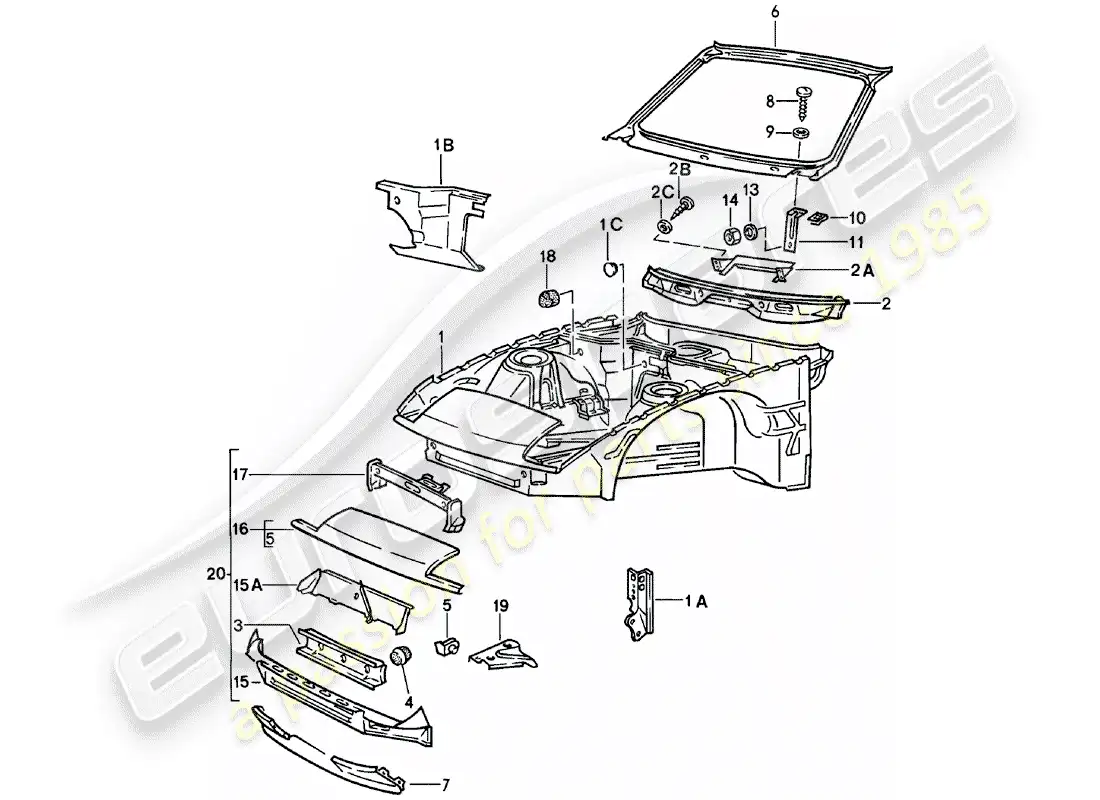 porsche 1985 (924) parte delantera diagrama de piezas
