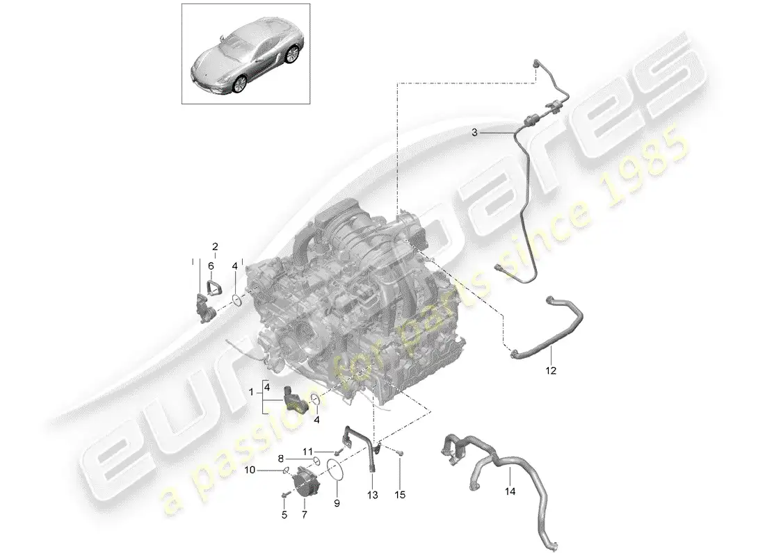 porsche 2016 (981 cayman) crankcase diagrama de piezas