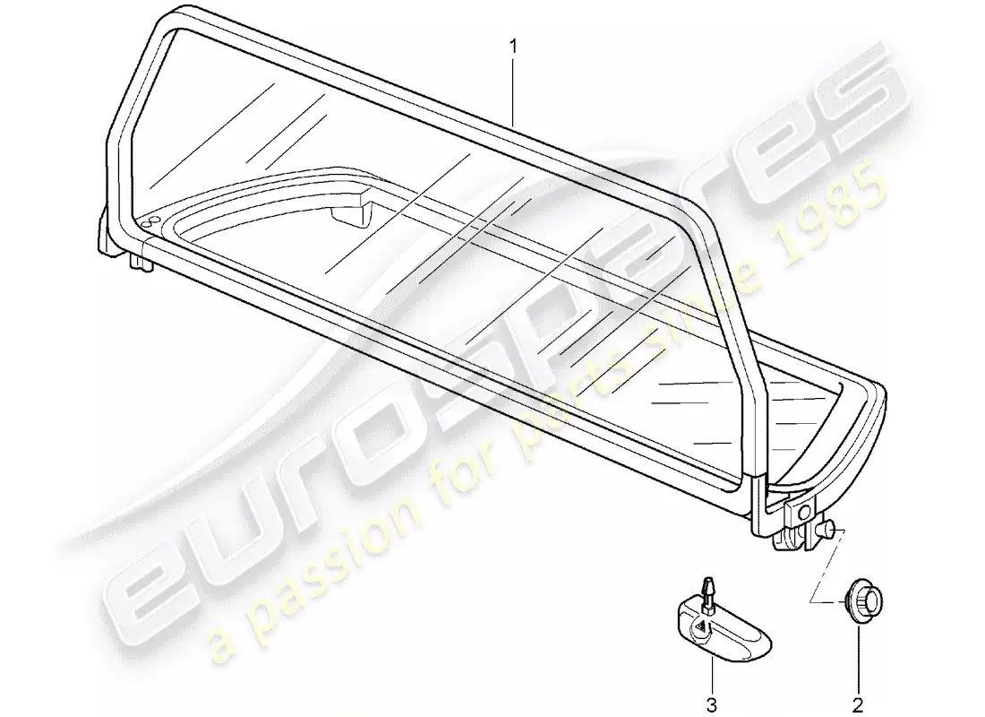porsche 2005 (997-1) parabrisas diagrama de piezas