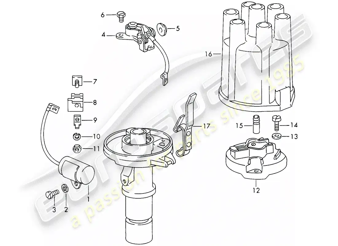 porsche 1966 (911/912) material de reparación - distribuidor diagrama de piezas