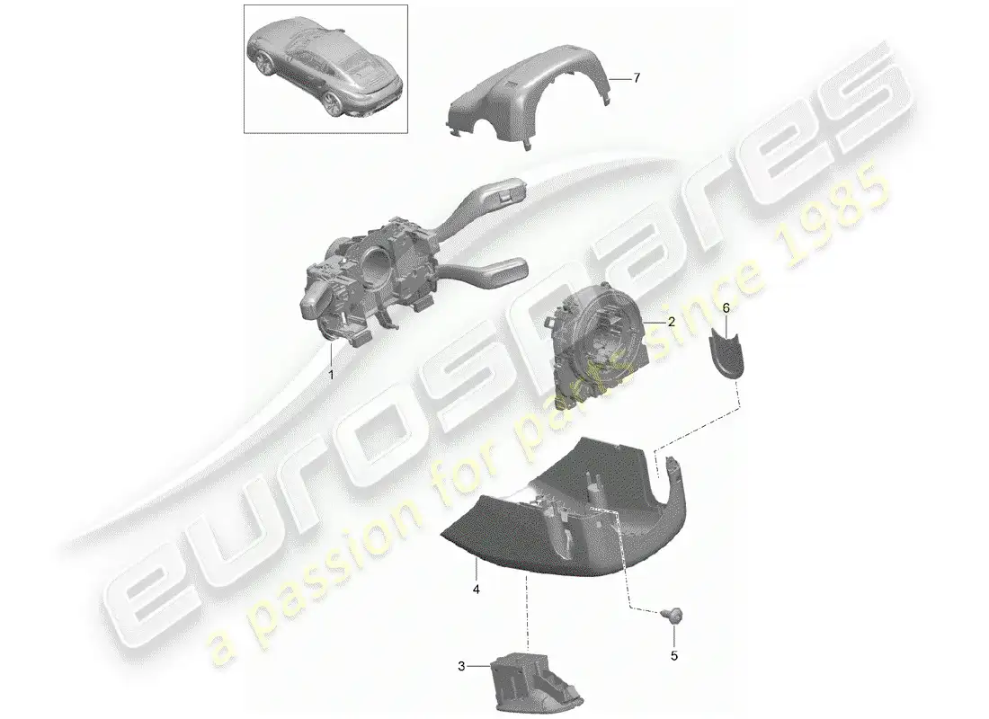 porsche 2014 (991-1 turbo) interruptor de la columna de dirección diagrama de piezas