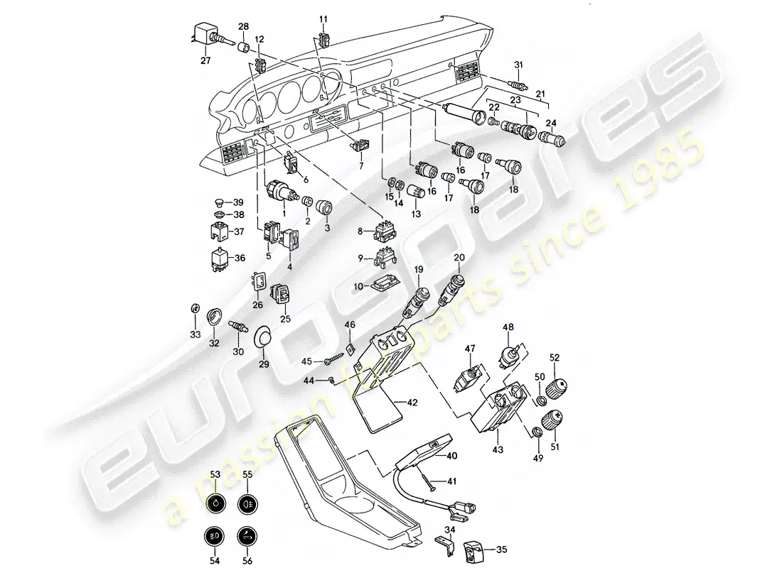 porsche 1989 (911) switch diagrama de piezas