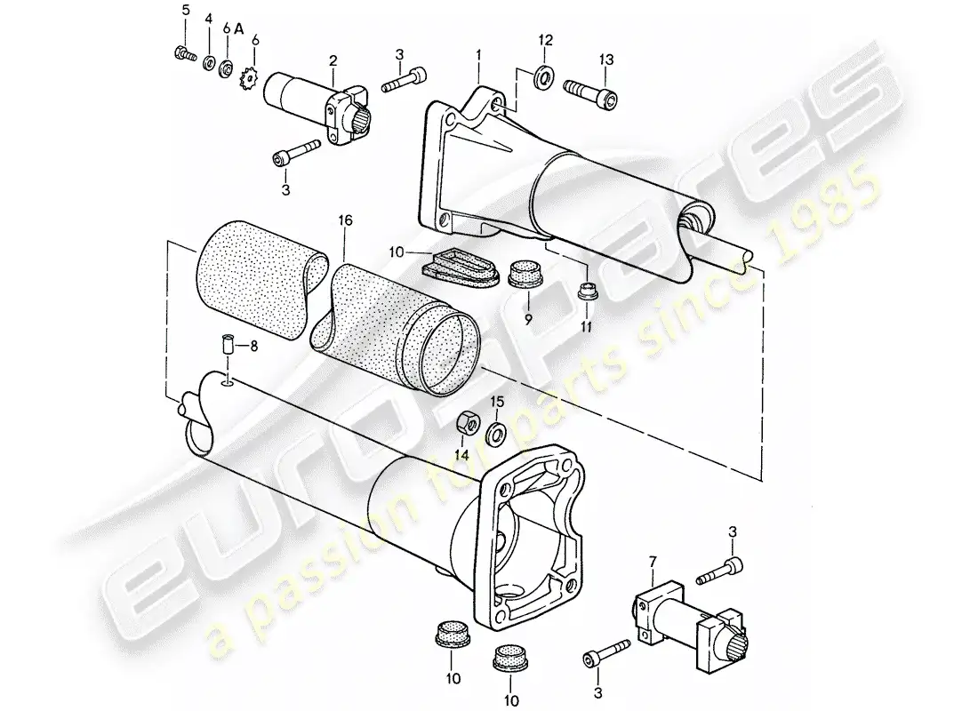 porsche 1988 (959) tubo central diagrama de piezas