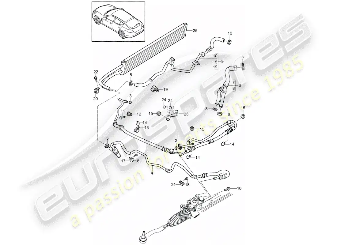 porsche 2012 (panamera 970) dirección asistida diagrama de piezas