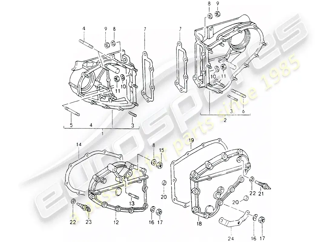 porsche 1990 (964) caja de cadena diagrama de piezas