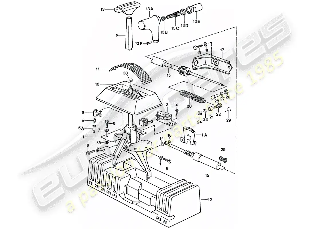 porsche 1985 (924) mecanismo de cambio - transmisión automática diagrama de piezas