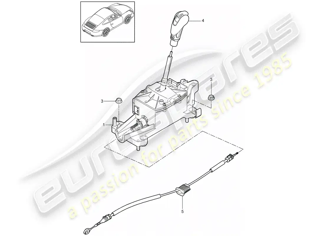 porsche 2009 (997-2) palanca selectora diagrama de piezas