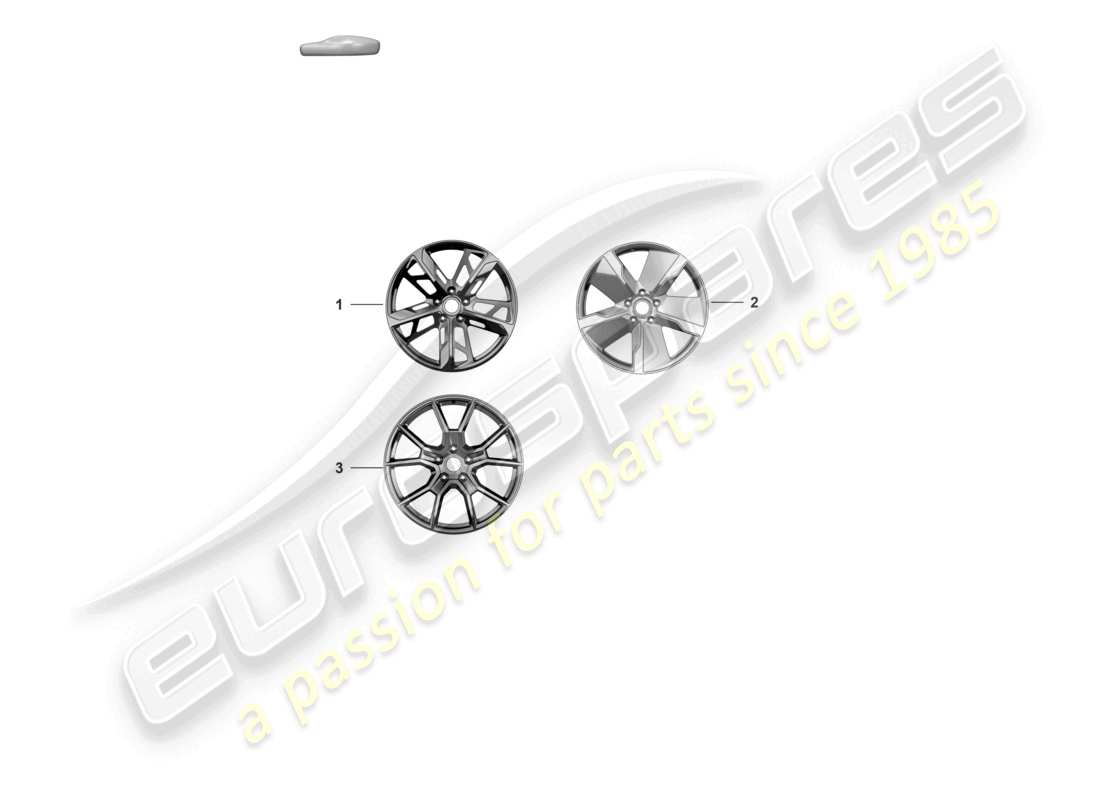 porsche 2021 (taycan 9j1-1) diagrama de piezas de la rueda de aleación 21