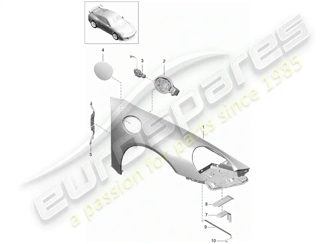 porsche 2014 (991-1 r/gt3/rs) defensa diagrama de piezas