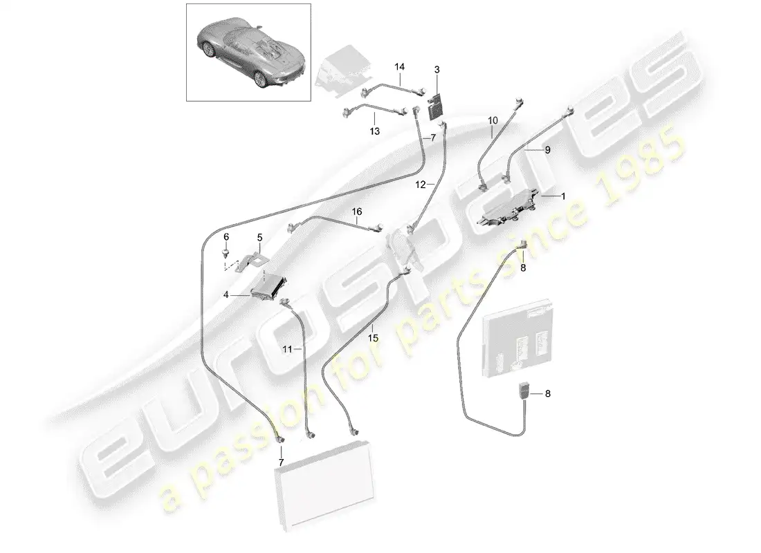 porsche 2015 (918 spyder) amplificador de antena diagrama de piezas