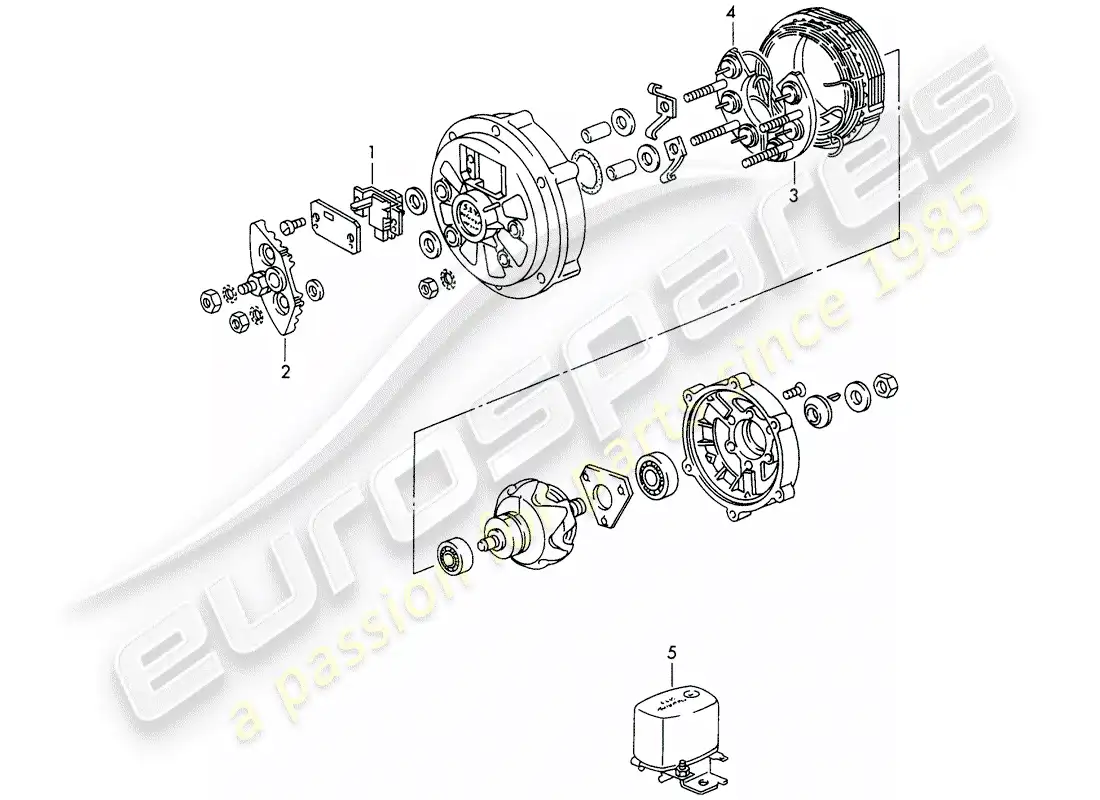 porsche 1966 (911/912) alternador - 490/900 w - d >> - mj 1968 diagrama de piezas