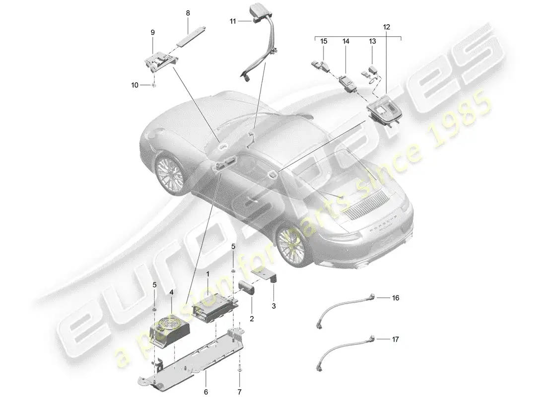 porsche 2019 (991-2) para vehículos con teléfono diagrama de piezas