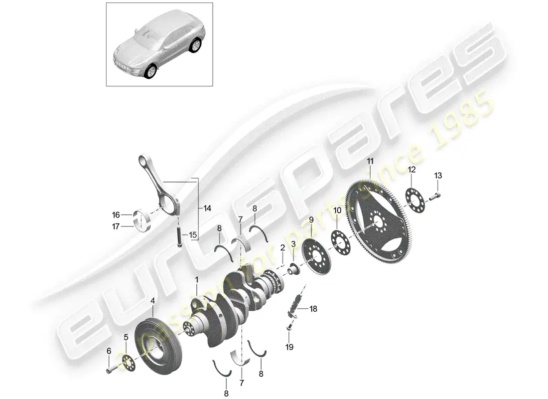 porsche 2016 (macan) cigüeñal diagrama de piezas