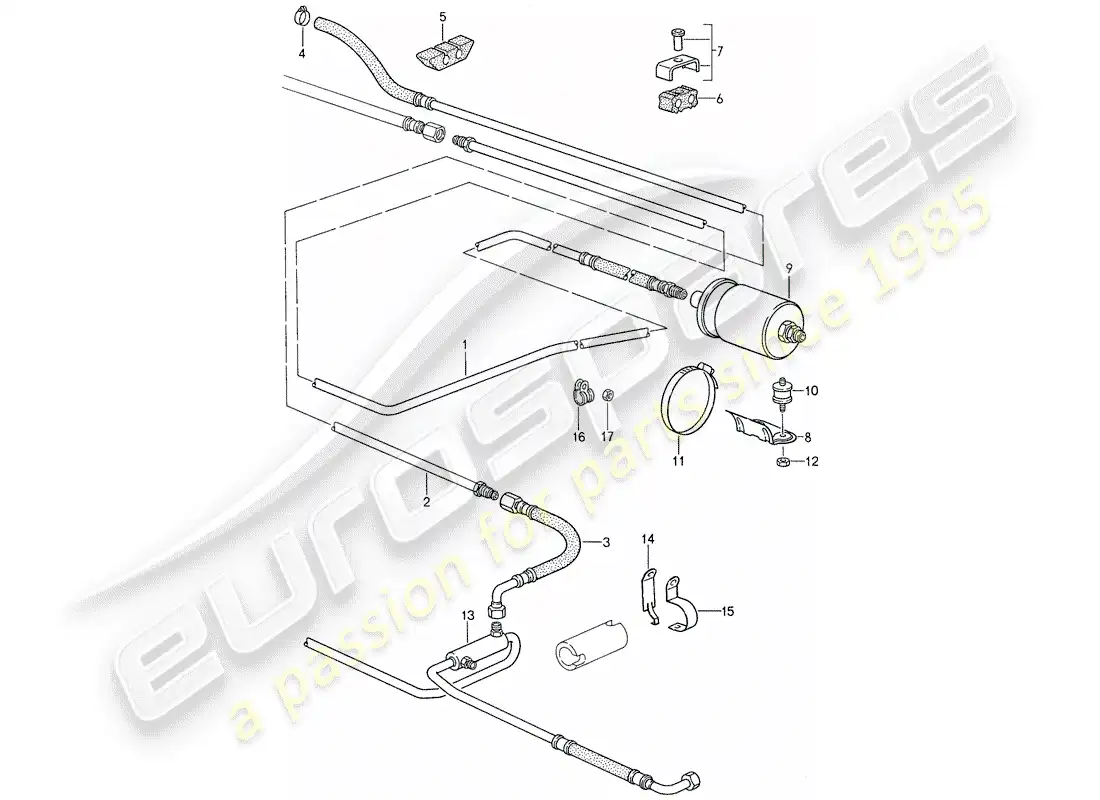 porsche 1988 (959) fuel system diagrama de piezas