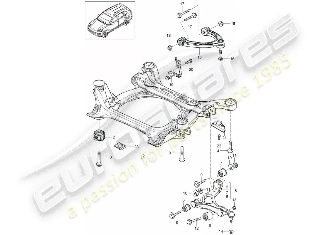 porsche 2013 (cayenne e2 92a) diagrama de piezas del sub-marco