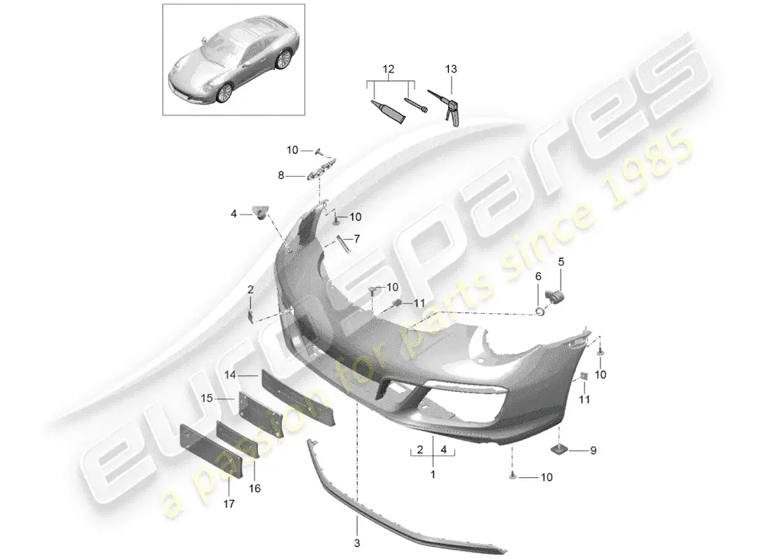 porsche 2020 (991-2) parachoque diagrama de piezas