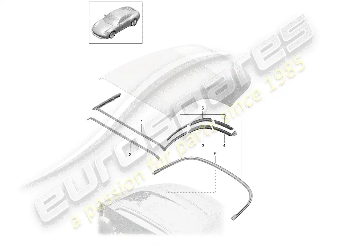 porsche 2019 (991-2) top convertible diagrama de piezas